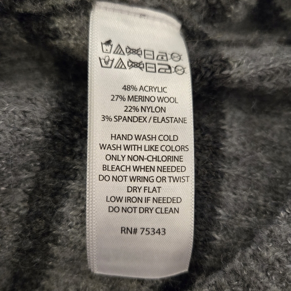 XL Cynthia Rowley Mock Grey/Black striped lightweight wool blend sweater - Picture 8 of 8